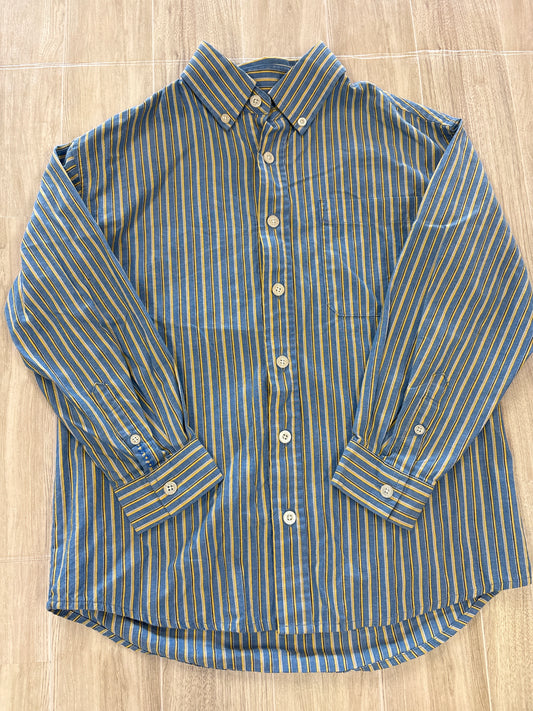 8 Blue/Yellow Striped Button Up Long Sleeve