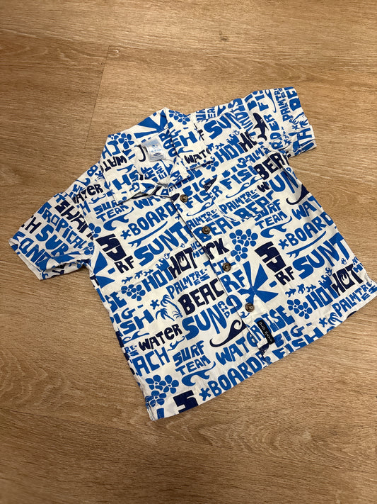 12-18m VINTAGE Old Navy White/Blue Surf Button Up