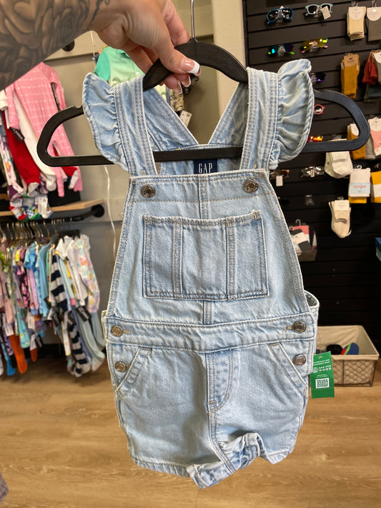NWT 2T Gap Denim Ruffle Shortie Overalls