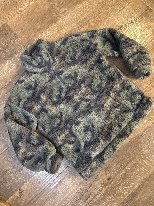Womens Small American Eagle Dark Sage Sherpa Quarter Zip