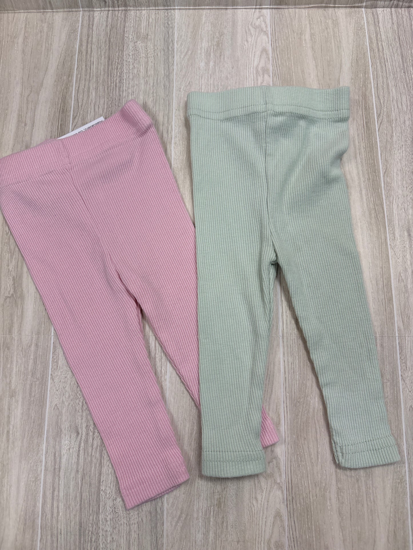 0/3m Pink/Green Ribbed Legging 2 Pack