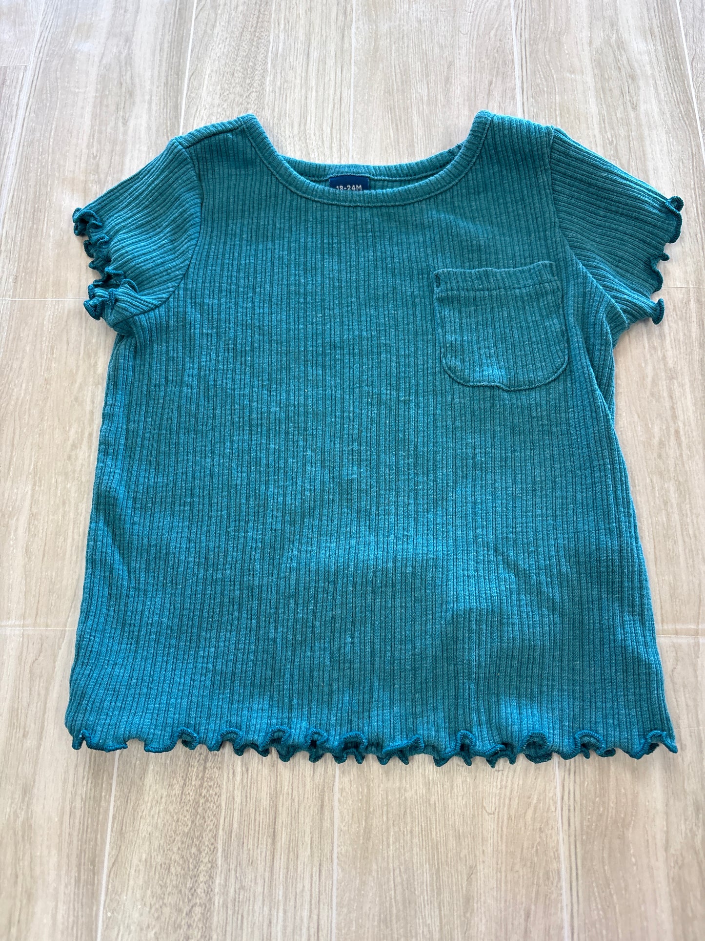 18-24m Ribbed Teal Pocket Shirt - BLEMISH