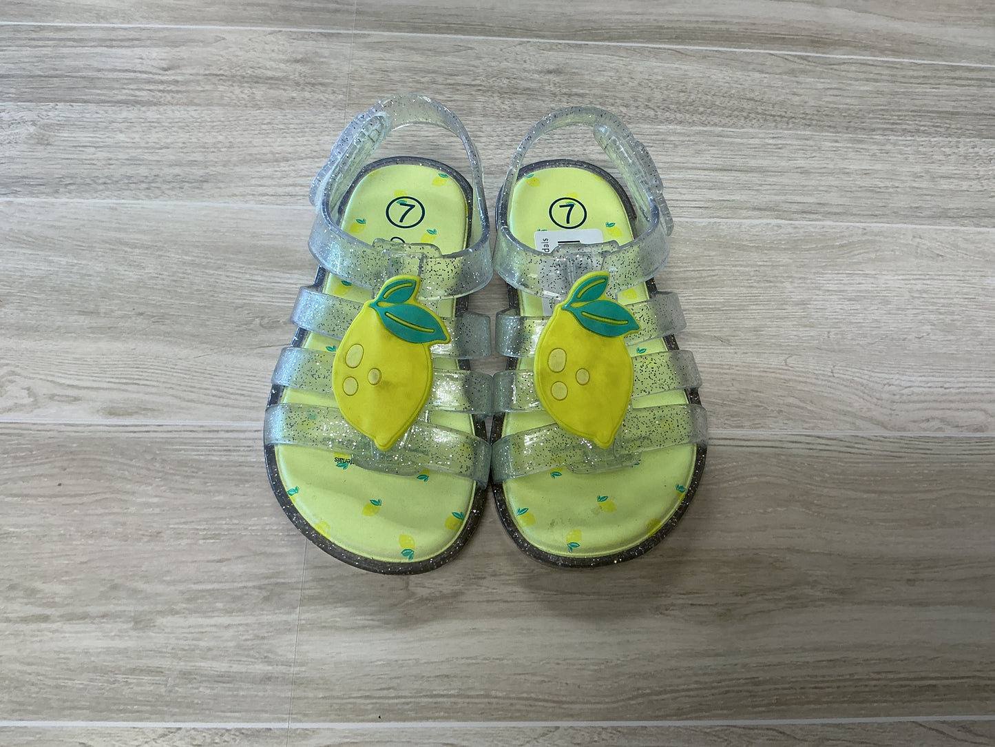 7c Lemon Glitter Jelly Sandals
