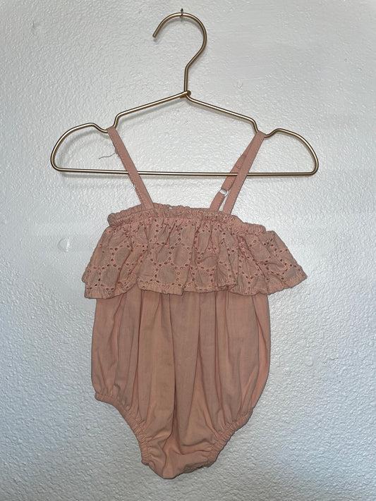 NWT Baileys Blossoms Ruffle Tank Romper - Blush