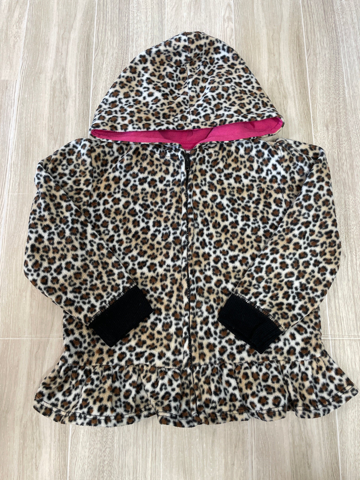 24m Black/Leopard Zip Up Hooded Jacket