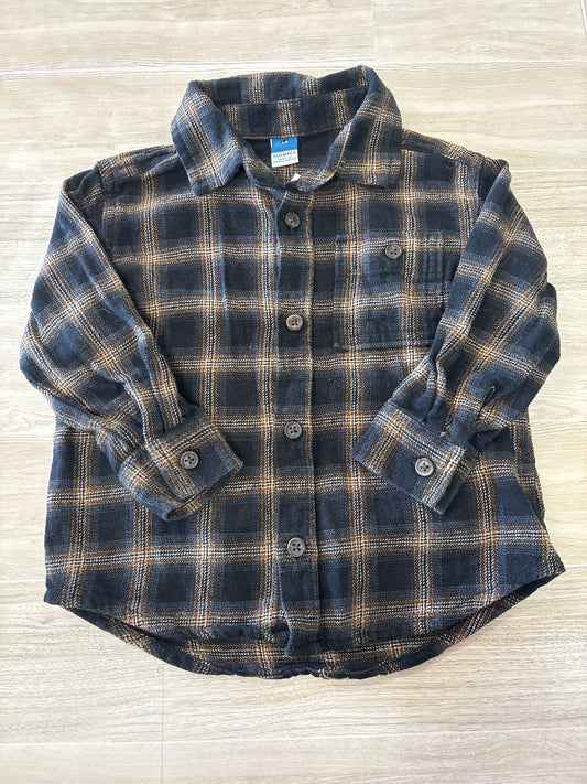 3T Black/Camel Plaid Button Up Flannel