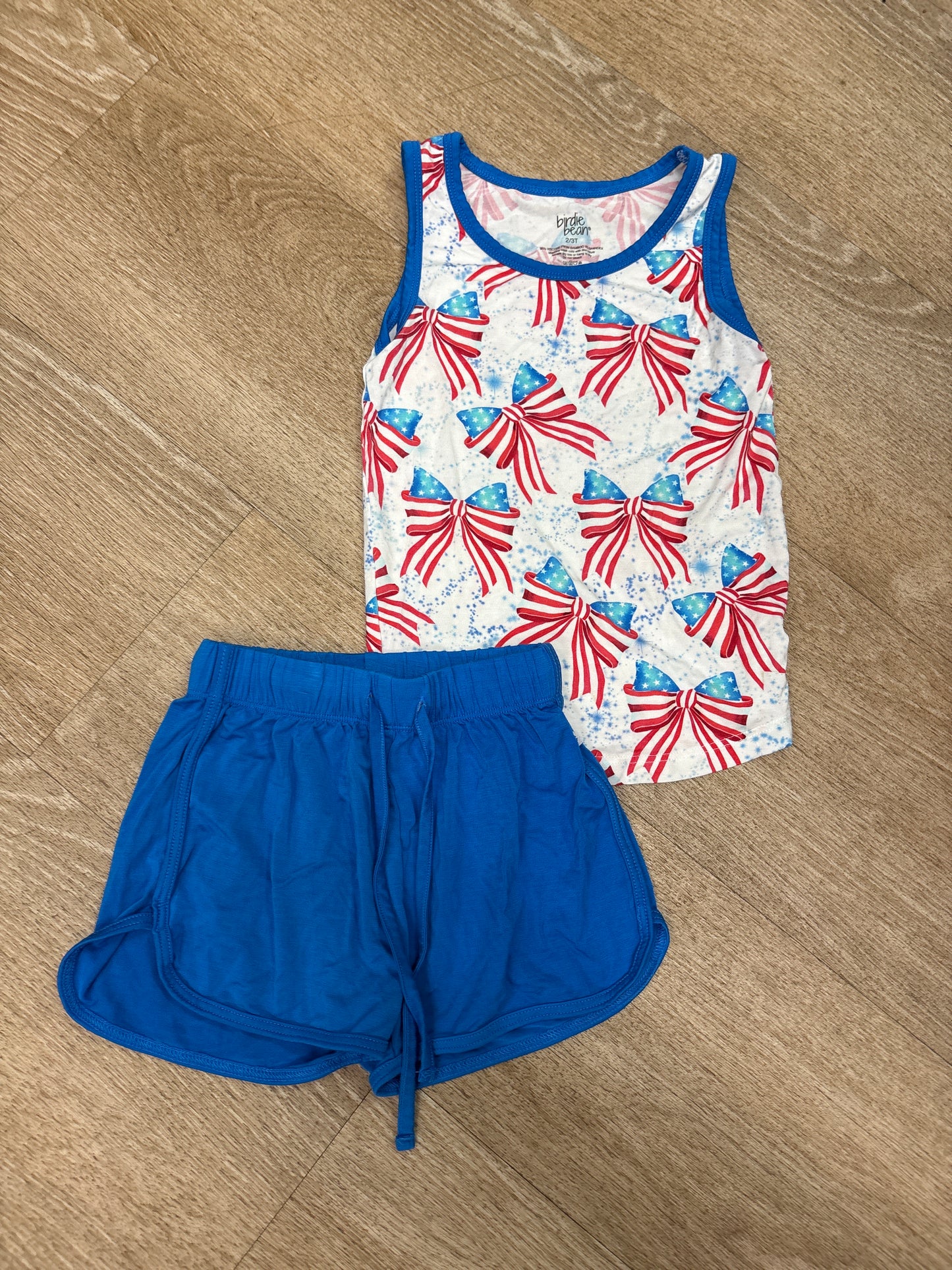 2/3T Birdie Bean RWB Patriotic Bow Lounge Set
