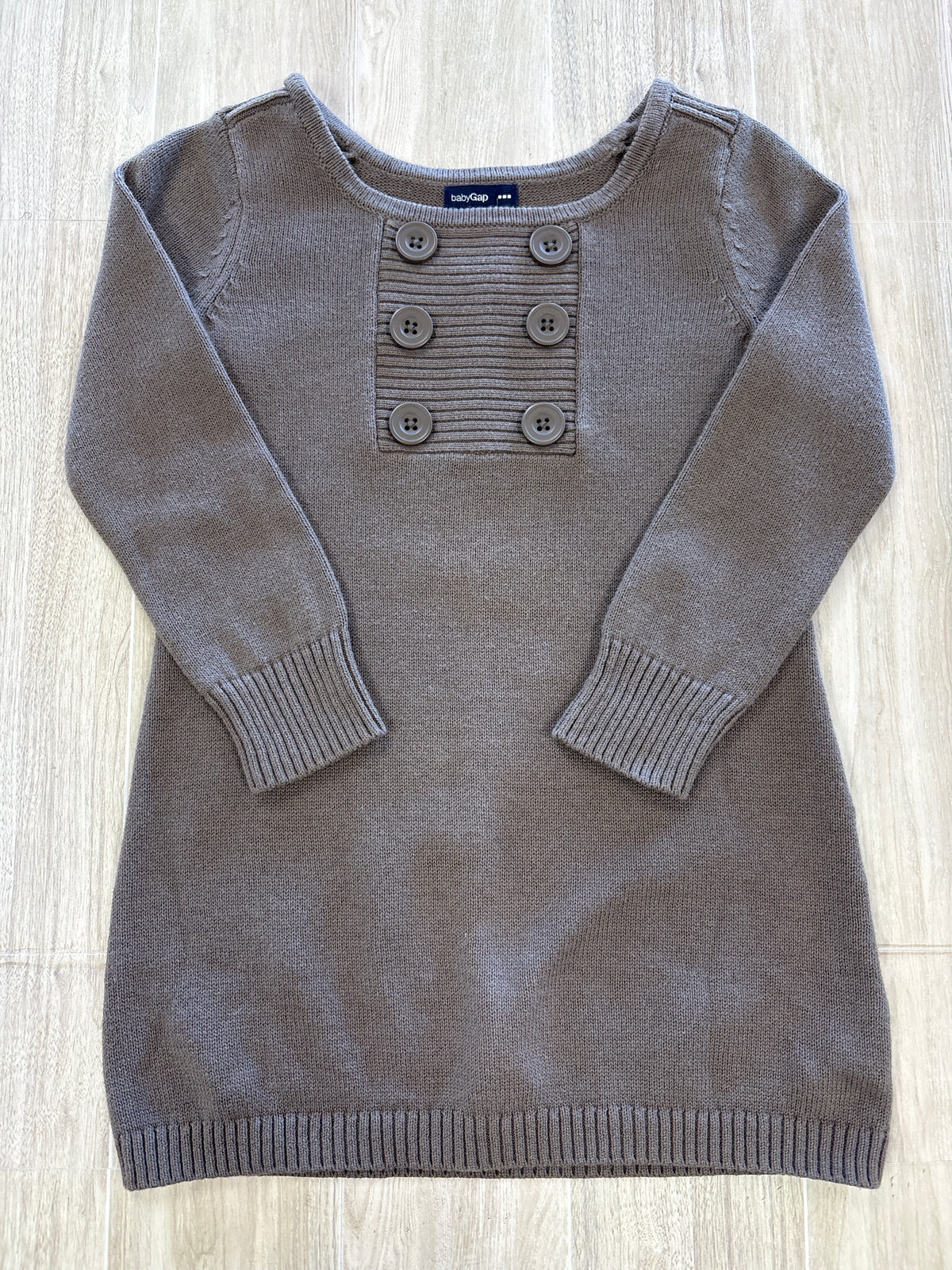 2T GAP Mocha Button Knit Long Sleeve Dress