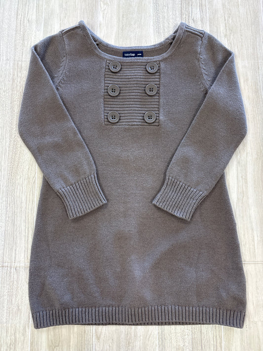 2T GAP Mocha Button Knit Long Sleeve Dress