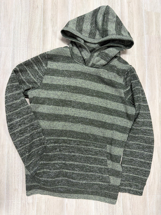 8 Olive Green Heathered Striped Pullover Hoodie