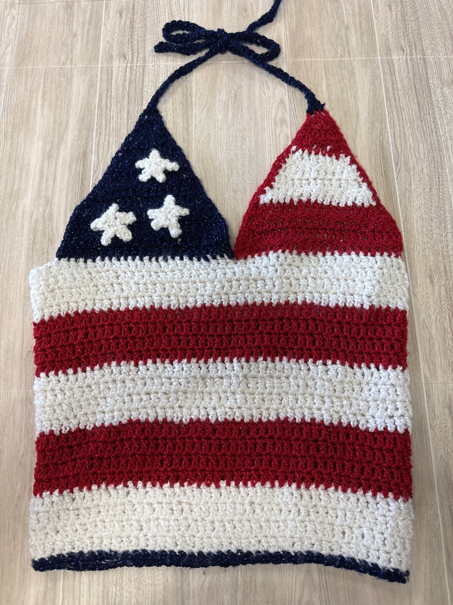 Womens S/M American Flag Halter Top