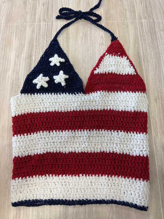 Womens S/M American Flag Halter Top