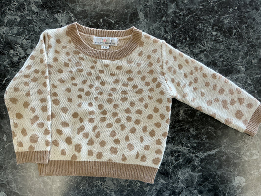 6-9m Bailey's Blossoms Dotted Cream/Brown Sweater