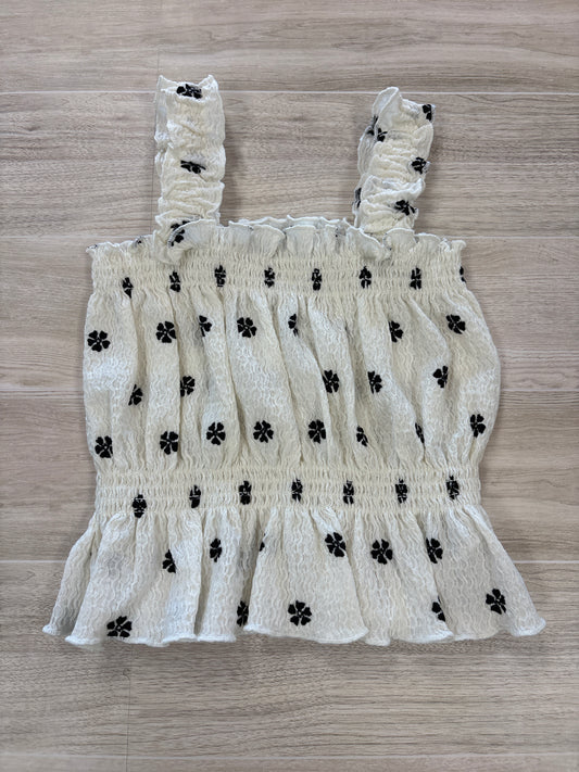 12-18m White With Black Floral Smocked Tank