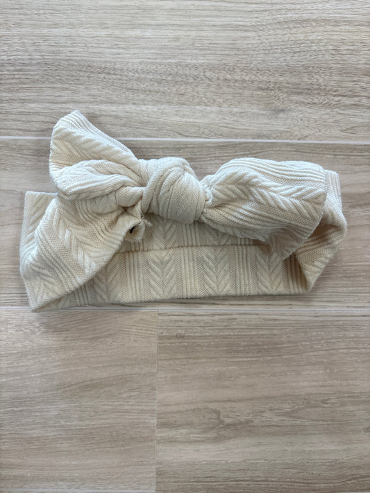 Cream Patterned Bow Headwrap