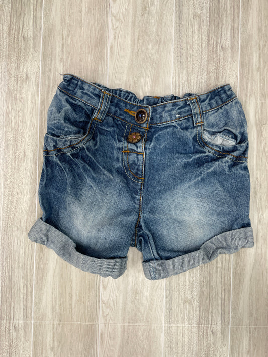 3/4T Denim Shorts with Wood Button
