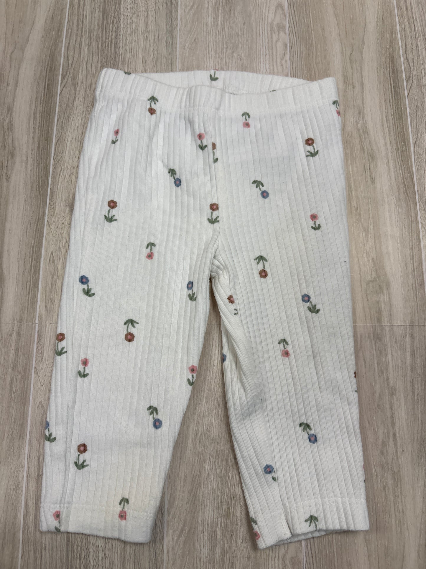 6m White Ribbed Floral Legging