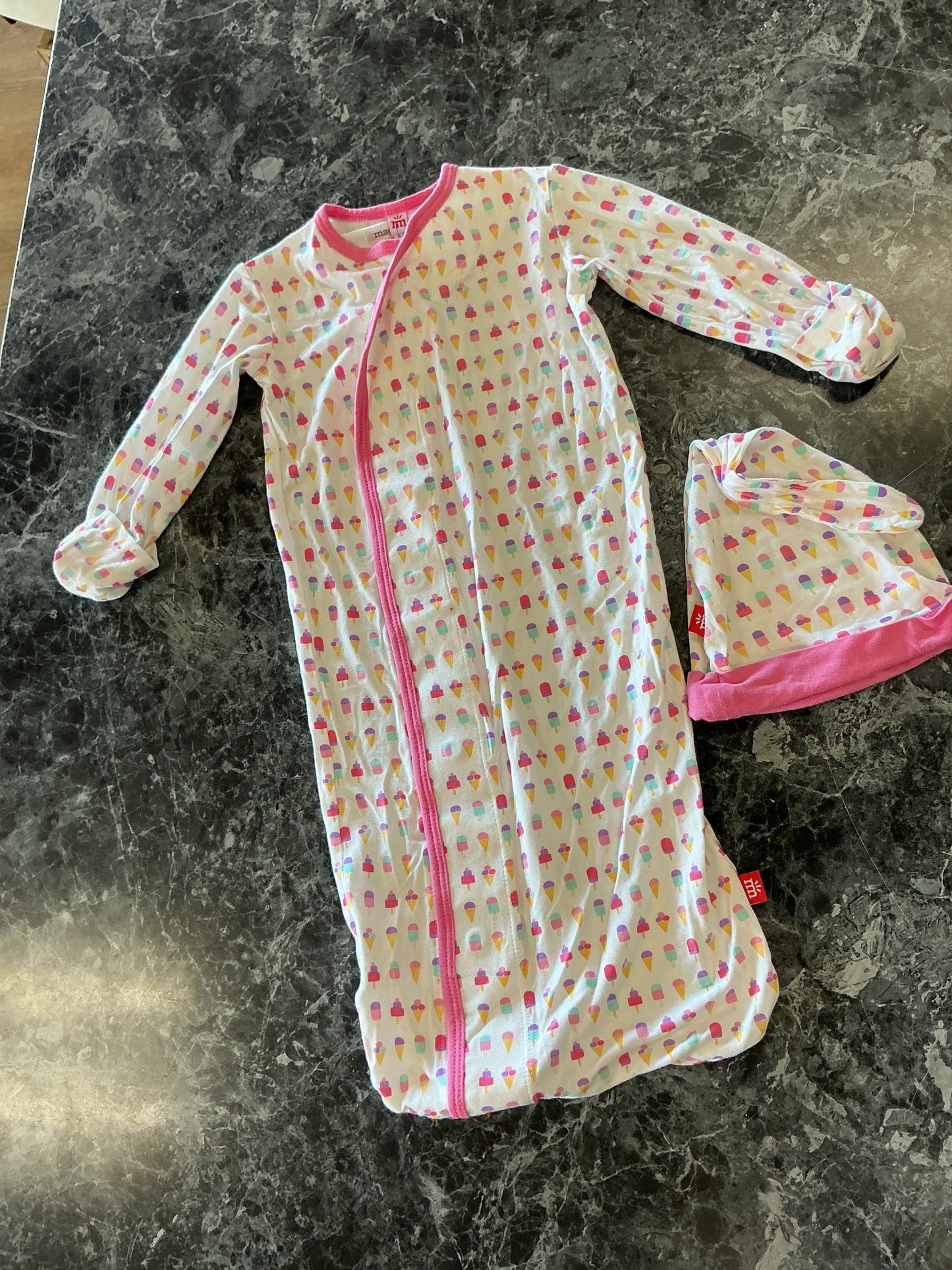 Newborn Magetic Me Ice Cream Gown + Hat Set