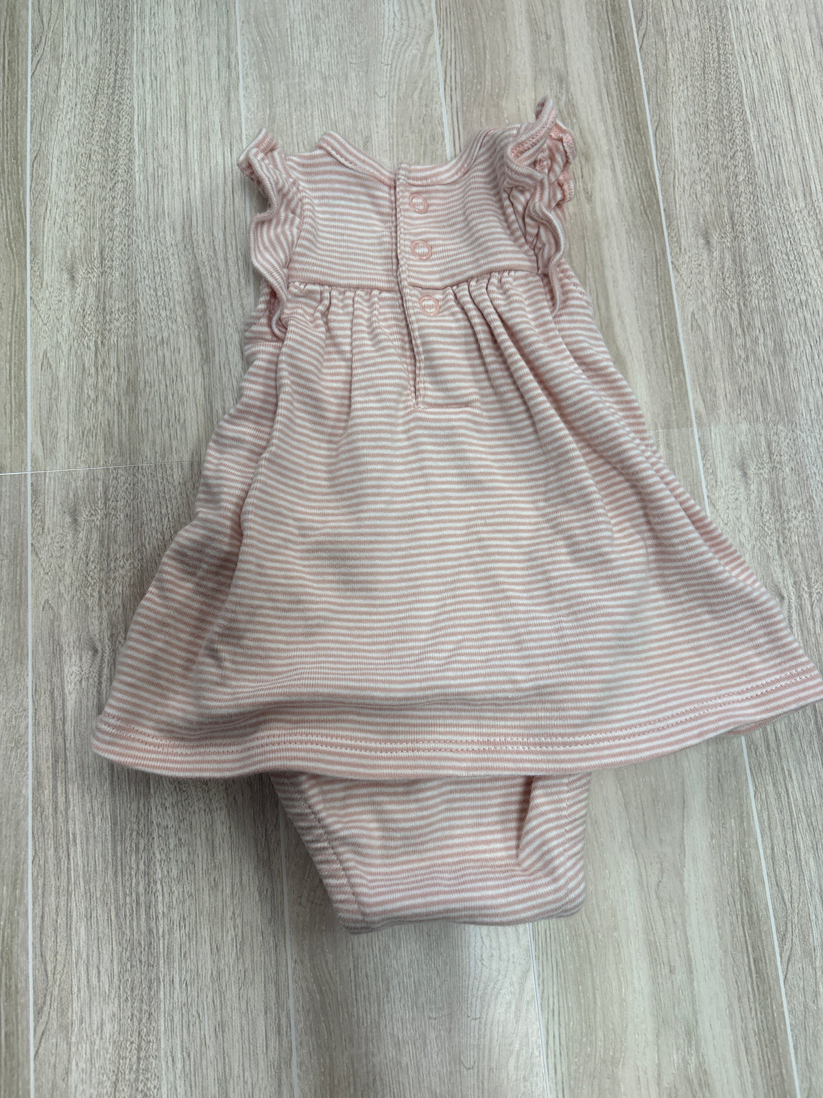 Newborn Pink/White Striped Onesie Dress