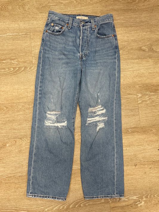 Womens 26 Levis Distressed Ribcage Straight Ankle Denim - Blemish