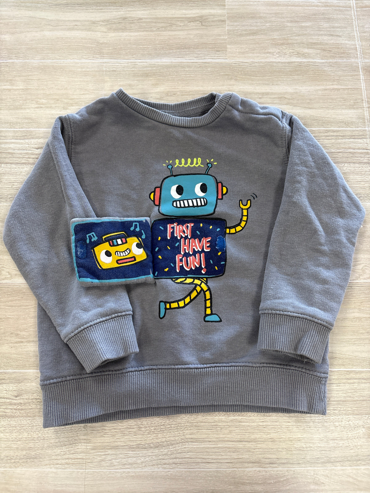 18/24m Zara Grey Velcro Robot Crewneck
