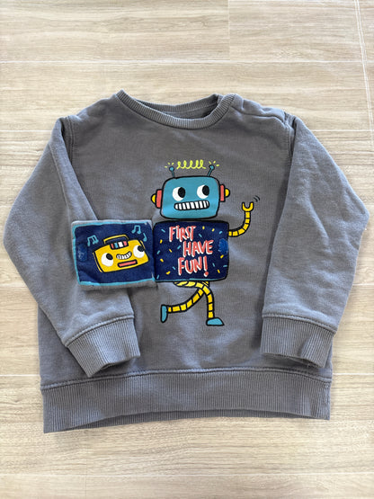 18/24m Zara Grey Velcro Robot Crewneck