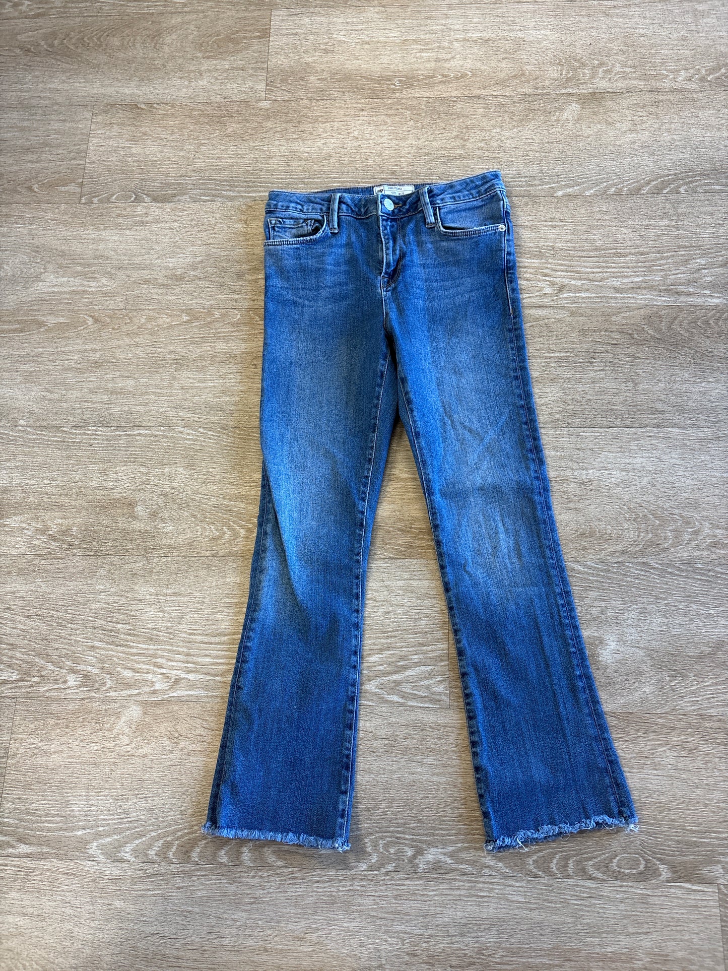 Womens 27 Free People Boot Cut Raw Hem Denim Pant