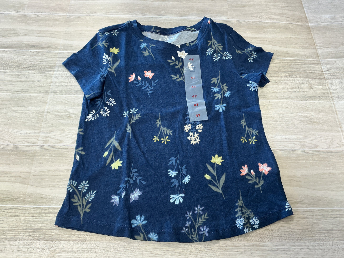 NWT 4T Blue Floral Graphic Tee