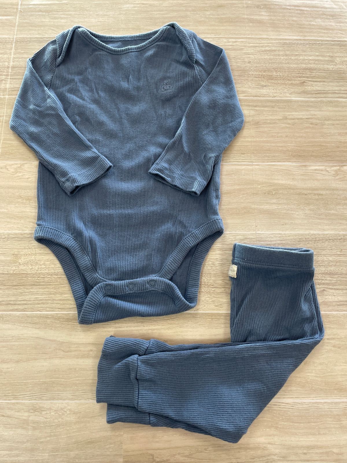 6-12m Blue Ribbed Baby Gap 2 Piece Set