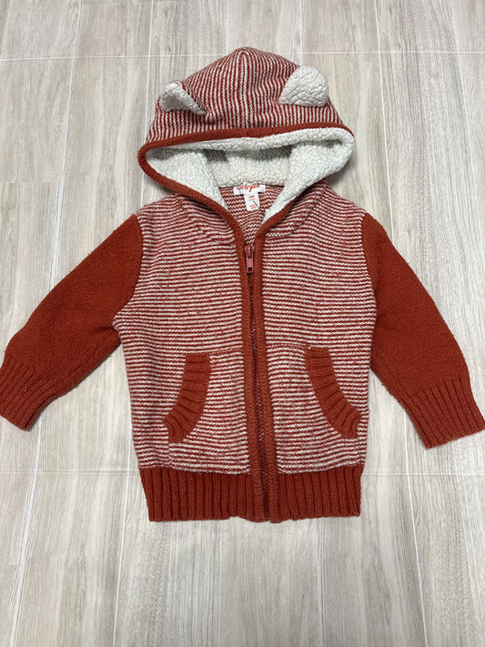 18m Rust Striped Zip Up Sweater
