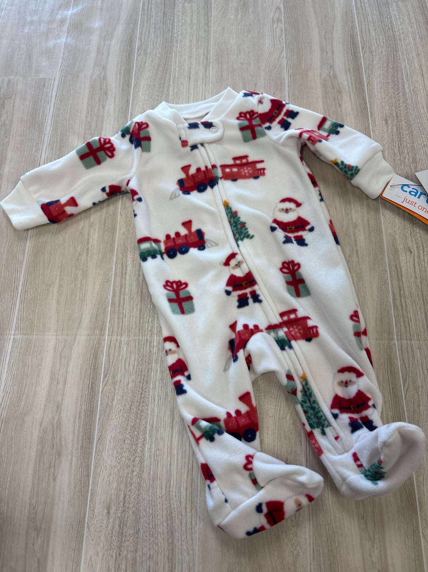 NWT Newborn Fleece Santa Gifts Footed Pajama