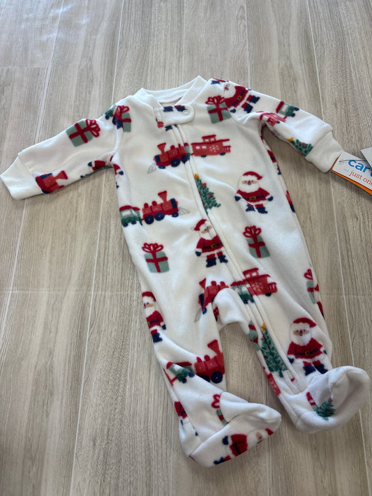 NWT Newborn Fleece Santa Gifts Footed Pajama
