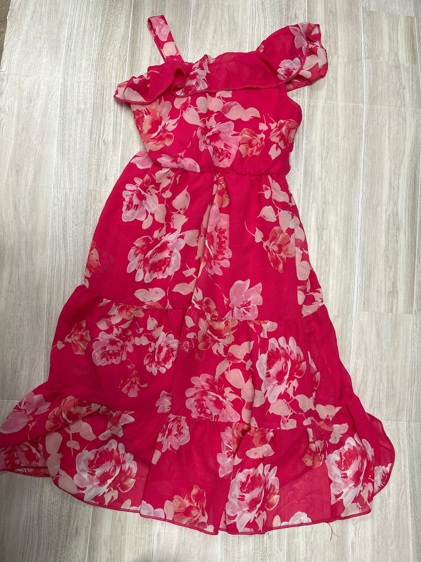 4/5 Hot Pink Floral Maxi Dress
