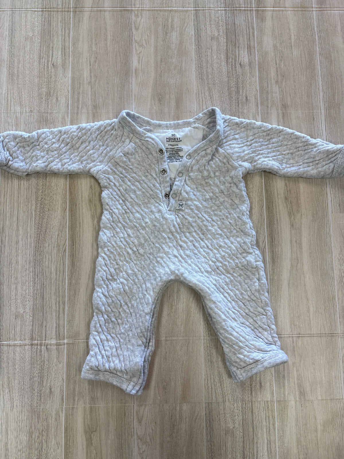 Preemie Light Grey Textured Romper