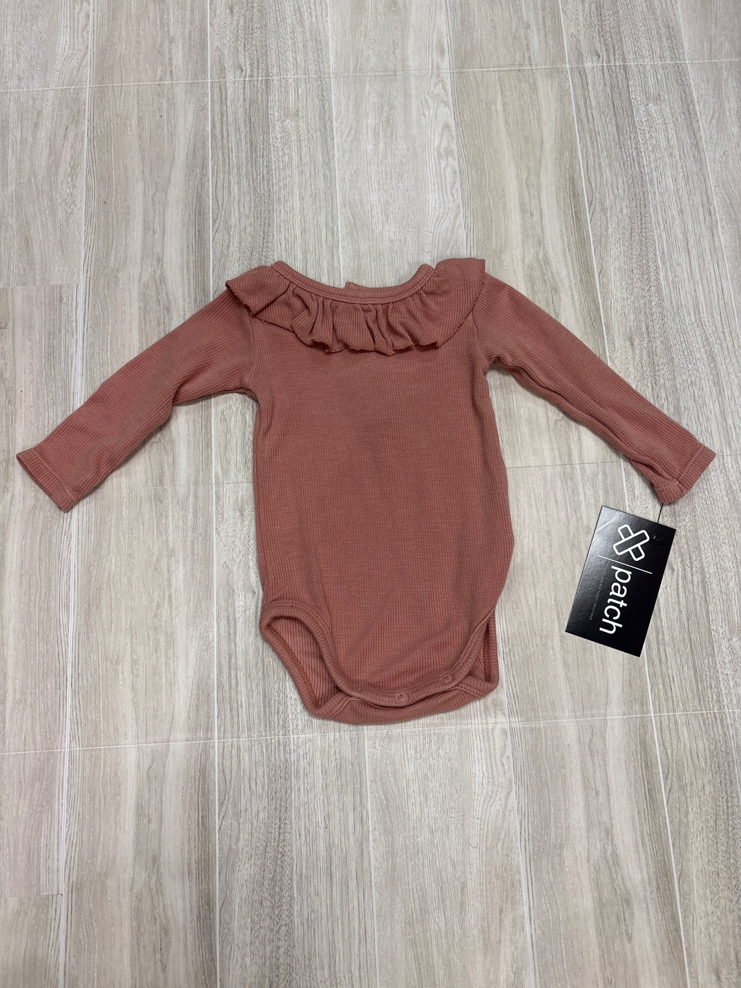 0-3m Angel Dear Ribbed Onesie with Ruffle Collar - Clay