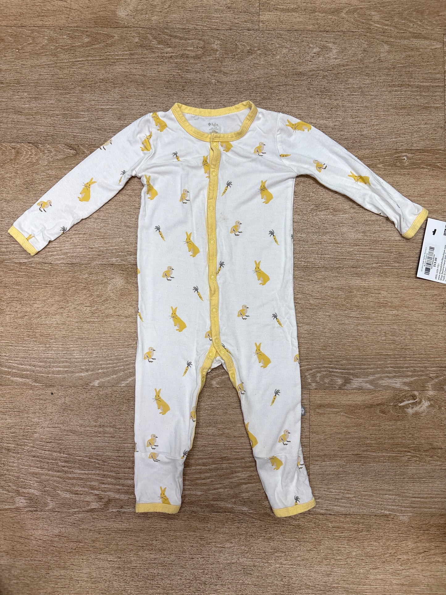 18-24m Kyte Yellow Bunny + Button Pajama