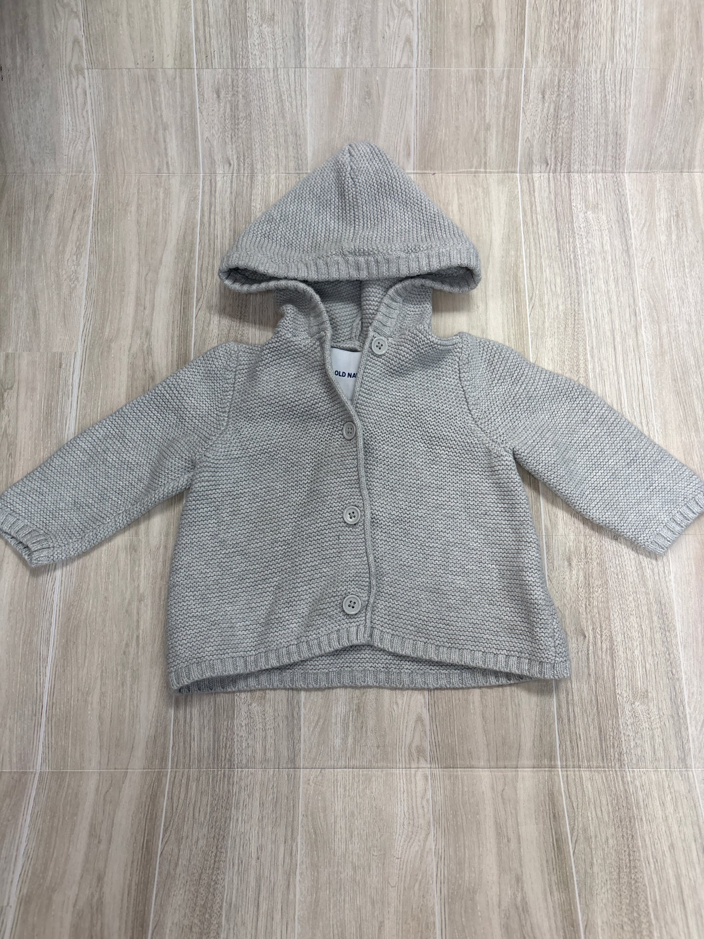 6-12m Grey Knit Hooded Cardigan