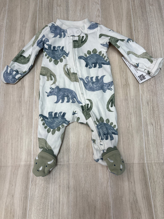 Newborn Blue/Green Dino Footie Pajama