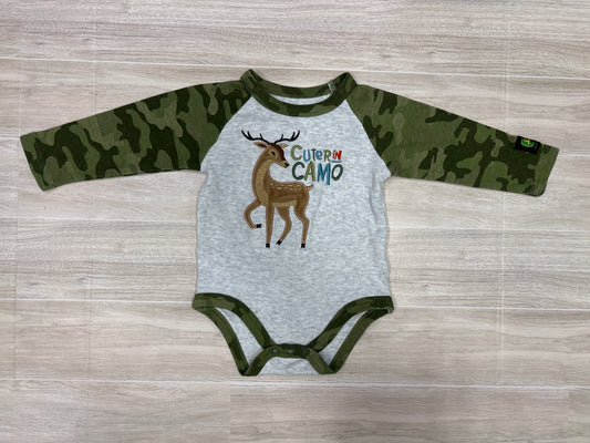 3/6m John Deere Cuter In Camo Long Sleeve Onesie