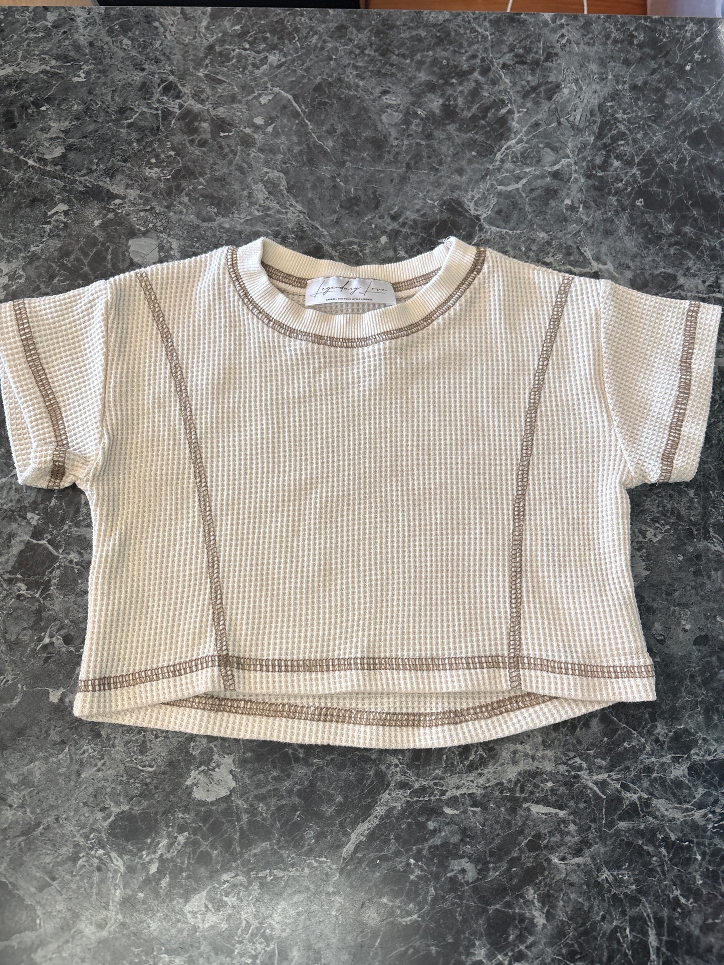 12m Cream Waflle Knit Boxy Tee