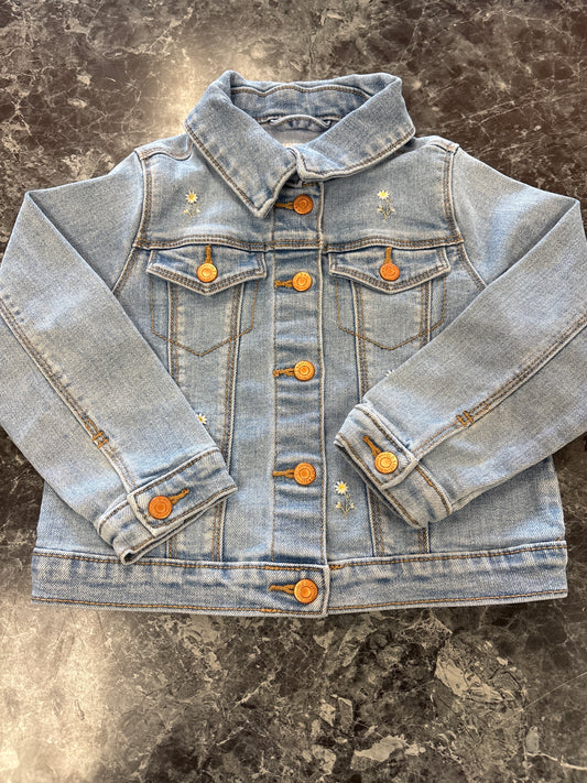 3T Light Wash Daisy Stitched Denim Jacket
