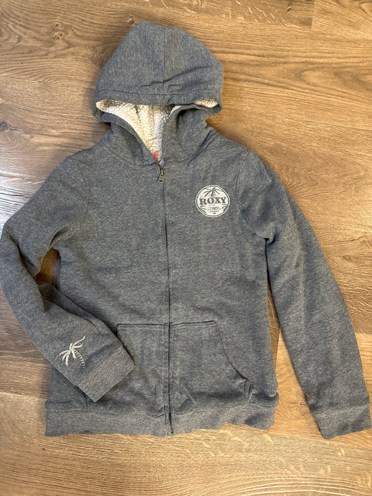 12 Roxy Light Grey Sherpa Lined Zip Up Jacket