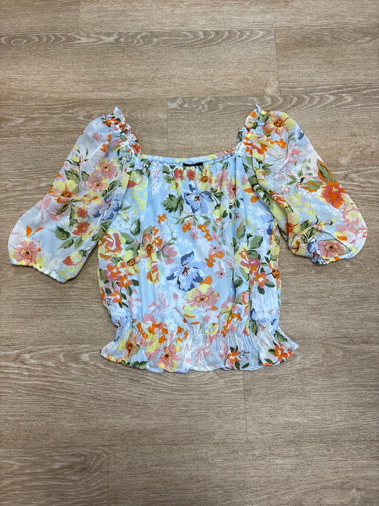 Womens Small Light Blue Floral Top