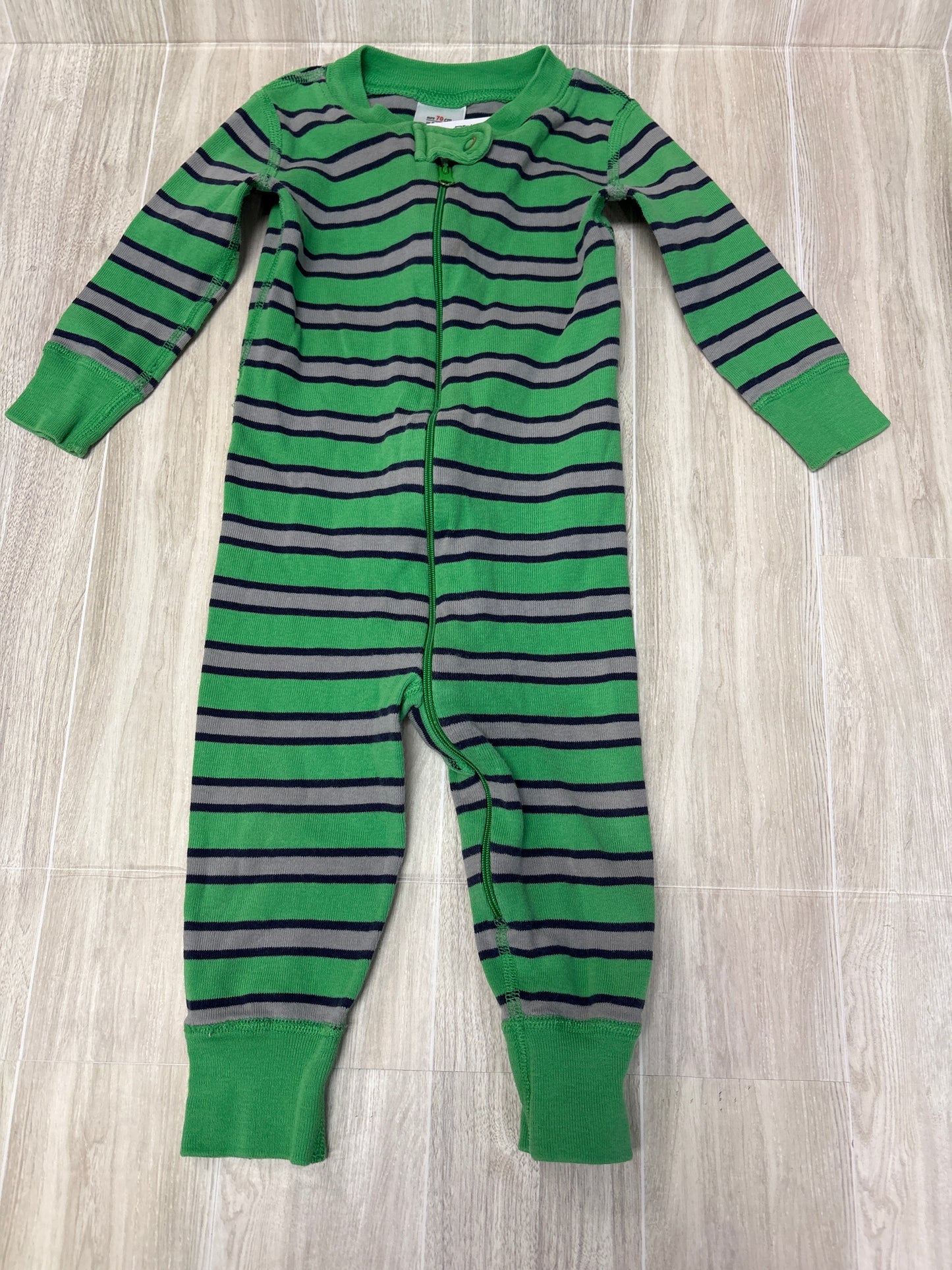 9-18m Green Striped Hanna Anderson Pajama