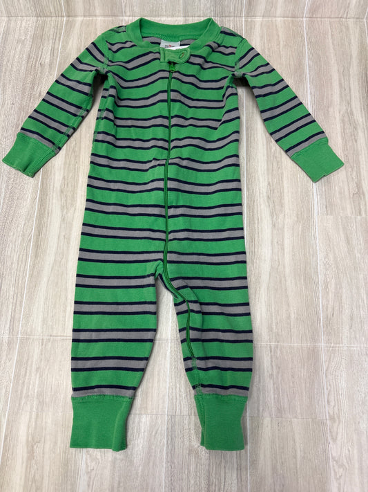 9-18m Green Striped Hanna Anderson Pajama