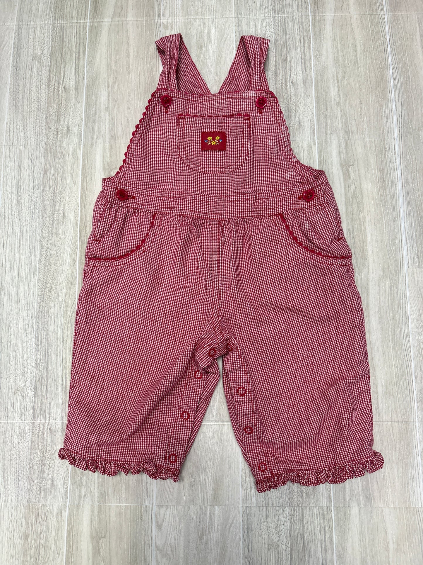 3/6m Red Gingham Overall - Blemish