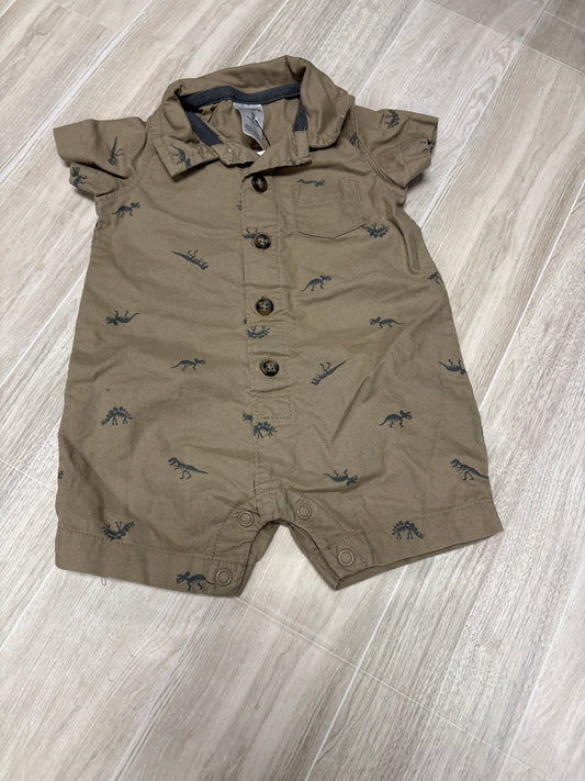 3m Khaki Dino Shortie Buttom Romper