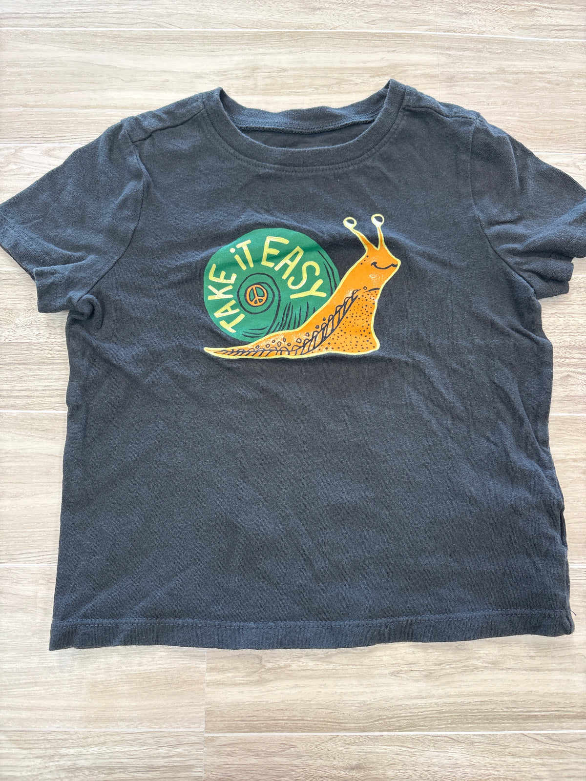 3T Charcoal Grey Take It Easy Snail Graphic Tee