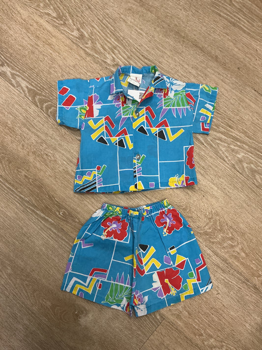 VINTAGE 12m Retro Tropical 2 Piece Set