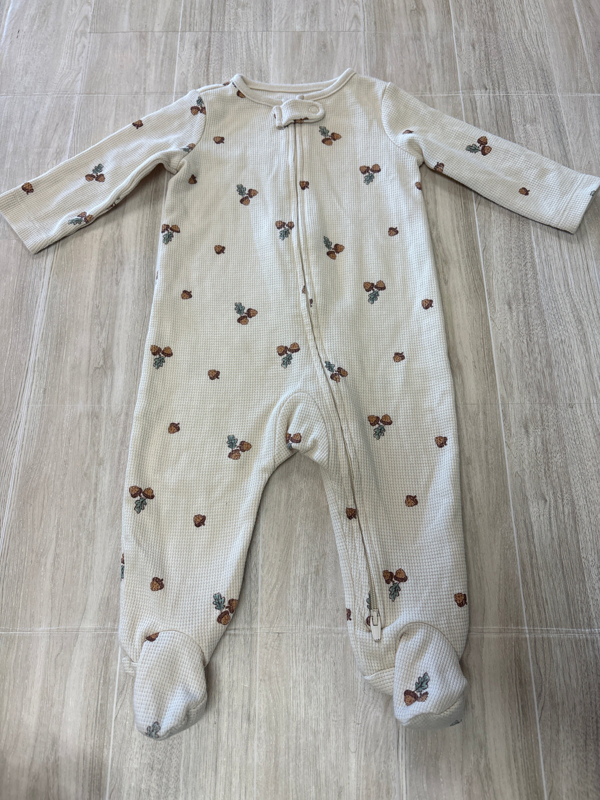 6m Cream Acorn Waffle Knit Pajama
